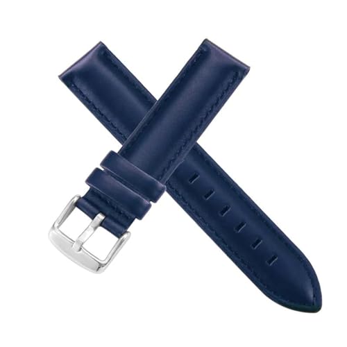 KJOLWHCQ Uhrenarmbänder, Lederarmband 12 mm – 24 mm, Ersatzarmbänder for Uhren, Dornschließe, Armband for Uhrenzubehör(Blue -Silvery,14mm) von KJOLWHCQ
