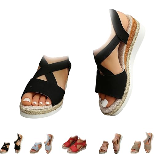KJSAGFIUGF Dotmalls Wedge Sandals, Dotmalls Women's Comfy Orthotic Sandals (Black,40) von KJSAGFIUGF