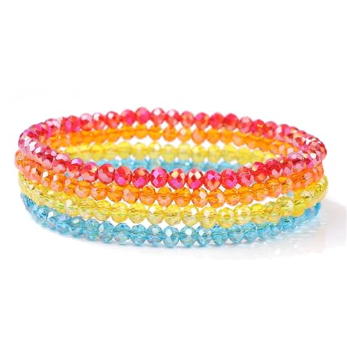 KJUUQBZL 4 Teile/satz Kristall Armbänder for Frauen Mädchen Stein Perlen Grau Rosa Weiß Blau Serie Mode Schmuck(17cm,Color-5) von KJUUQBZL