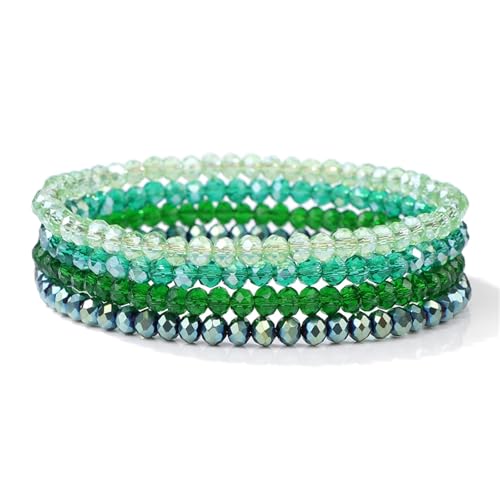 KJUUQBZL 4 Teile/satz Kristall Armbänder for Frauen Mädchen Stein Perlen Grau Rosa Weiß Blau Serie Mode Schmuck(17cm,Color-6) von KJUUQBZL