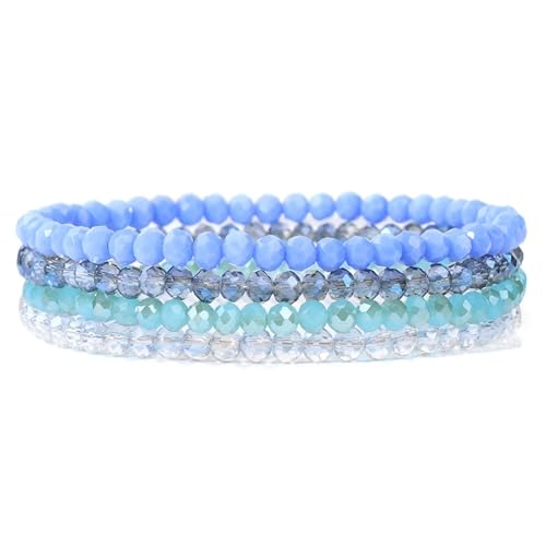 KJUUQBZL 4 Teile/satz Kristall Armbänder for Frauen Mädchen Stein Perlen Grau Rosa Weiß Blau Serie Mode Schmuck(19cm,Color-2) von KJUUQBZL