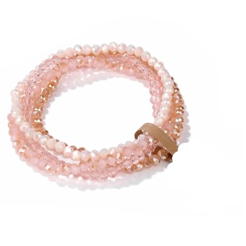 KJUUQBZL 4 Teile/satz Kristall Armbänder for Frauen Mädchen Stein Perlen Grau Rosa Weiß Blau Serie Mode Schmuck(19cm,No.3 With Tag) von KJUUQBZL