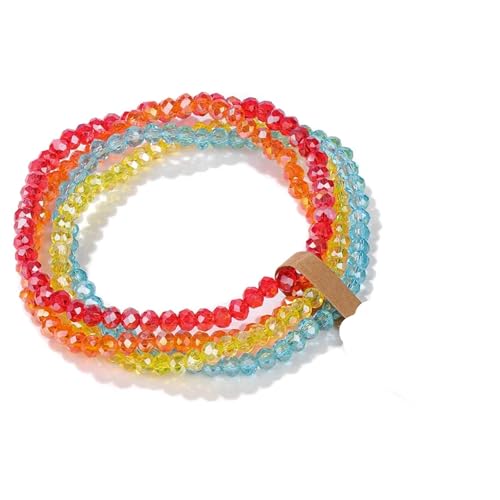 KJUUQBZL 4 Teile/satz Kristall Armbänder for Frauen Mädchen Stein Perlen Grau Rosa Weiß Blau Serie Mode Schmuck(19cm,No.5 With Tag) von KJUUQBZL