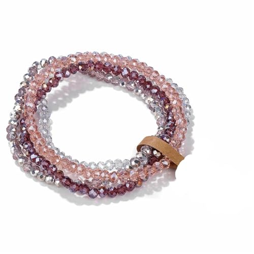KJUUQBZL 4 Teile/satz Kristall Armbänder for Frauen Mädchen Stein Perlen Grau Rosa Weiß Blau Serie Mode Schmuck(19cm,No.7 With Tag) von KJUUQBZL
