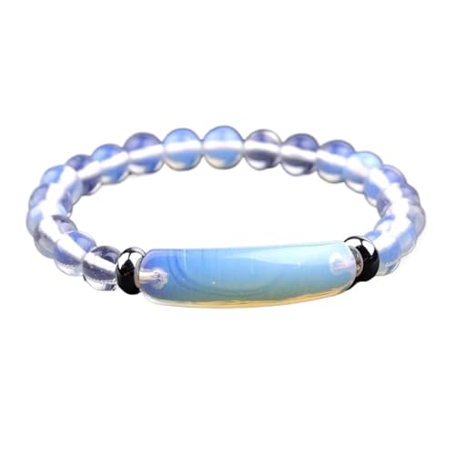 KJUUQBZL 8 Mm Perlen Stein Armreif Kristall Achat Rosenquarz Amethyst Edelstein Armband Männer Frauen Schmuck(Opal) von KJUUQBZL