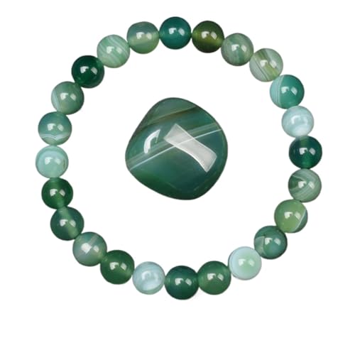 KJUUQBZL Goldene Obsidian Stein Perlen Armband Männer Frauen Licht Regenbogen Rohstein Runde Perle Energie Schmuck(17cm,6MM BEADS_30 GREEN AGATE) von KJUUQBZL