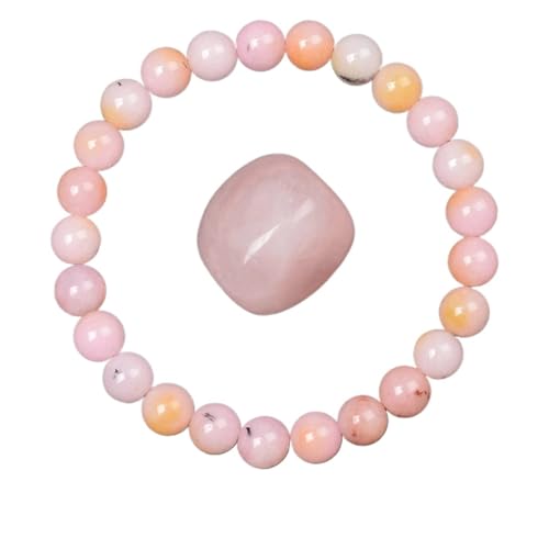 KJUUQBZL Goldene Obsidian Stein Perlen Armband Männer Frauen Licht Regenbogen Rohstein Runde Perle Energie Schmuck(19cm,6MM BEADS_14 PINK OPAL) von KJUUQBZL