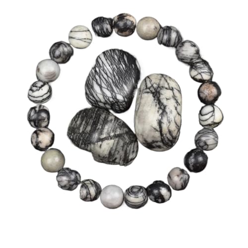 KJUUQBZL Goldene Obsidian Stein Perlen Armband Männer Frauen Licht Regenbogen Rohstein Runde Perle Energie Schmuck(19cm,8MM BEADS_18 BLACK PICASSO) von KJUUQBZL