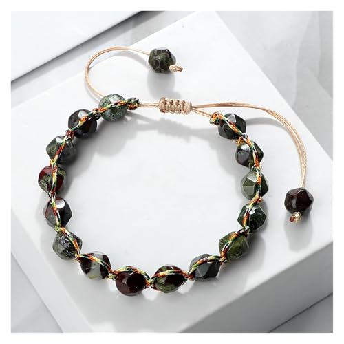 KJUUQBZL Handgefertigte Damen-Armbänder, 8 mm Schnittfläche, Tigerauge-Stein, Jaspis, Amethyst-Perlen, Armbänder for Männer, Yoga-Schmuck, Geschenke(Jasper) von KJUUQBZL