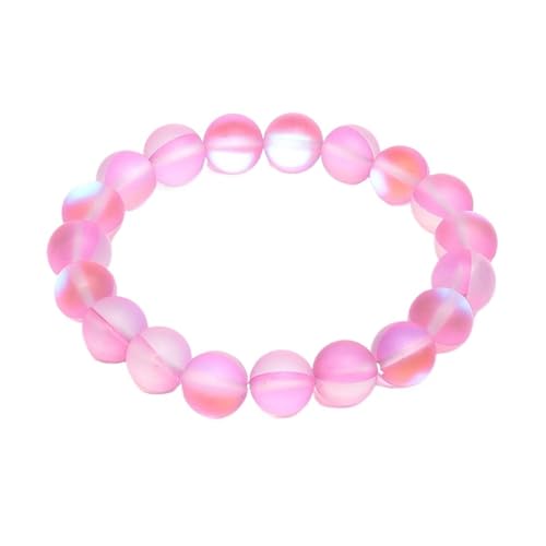 KJUUQBZL Mattes rosarotes Kristall-Glitzer-Mondstein-Armband for Damen, modisch, dehnbar, handgefertigt, Energie-Armreifen, 6/8/10/12 mm(8mm) von KJUUQBZL