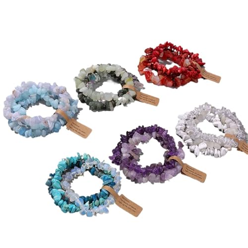 KJUUQBZL Unregelmäßige Chips Stein Armband Aquamarin Perlen Kristall Quarz Kies Reiki Armbänder Energie Schmuck for Frauen Männer Geschenk(Type 9) von KJUUQBZL