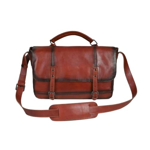 KJYMNC Herren Business Handtaschen Aktentaschen Echtes Leder Messenger Schultertaschen Tragetaschen Reisetaschen(Red) von KJYMNC
