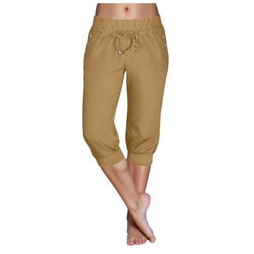 Caprihose Damen Sommer Stretch 3/4 Jogginghose Locker Sporthose Casual Capri Hose Leicht Einfarbig Laufhose Sport Sweathose Elegant Bequem Sommerhose mit Taschen Freizeithose Trainingshose Outdoor Caprihose Damen Sommer Stretch 3/4 Jogginghose Locker Sporthose Casual Capri Hose Leicht Einfarbig Laufhose Sport Sweathose Elegant Bequem Sommerhose mit Taschen Freizeithose Trainingshose Outdoor von KJameas