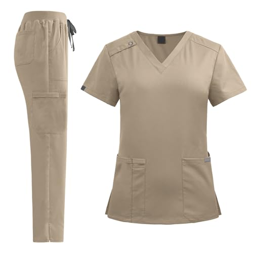 KJameas Damen-Schrubb-Set Schlupfkasack + Schlupfhose Set Medizin Arzt Uniform Schlupfjacke Oberteil mit Hose Medizinische Berufsbekleidung mit Elastan KJameas Damen-Schrubb-Set Schlupfkasack + Schlupfhose Set Medizin Arzt Uniform Schlupfjacke Oberteil mit Hose Medizinische Berufsbekleidung mit Elastan von KJameas
