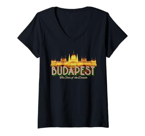 Damen Budapest - Der Stern der Donau T-Shirt mit V-Ausschnitt Damen Budapest - Der Stern der Donau T-Shirt mit V-Ausschnitt von KKARToriginal