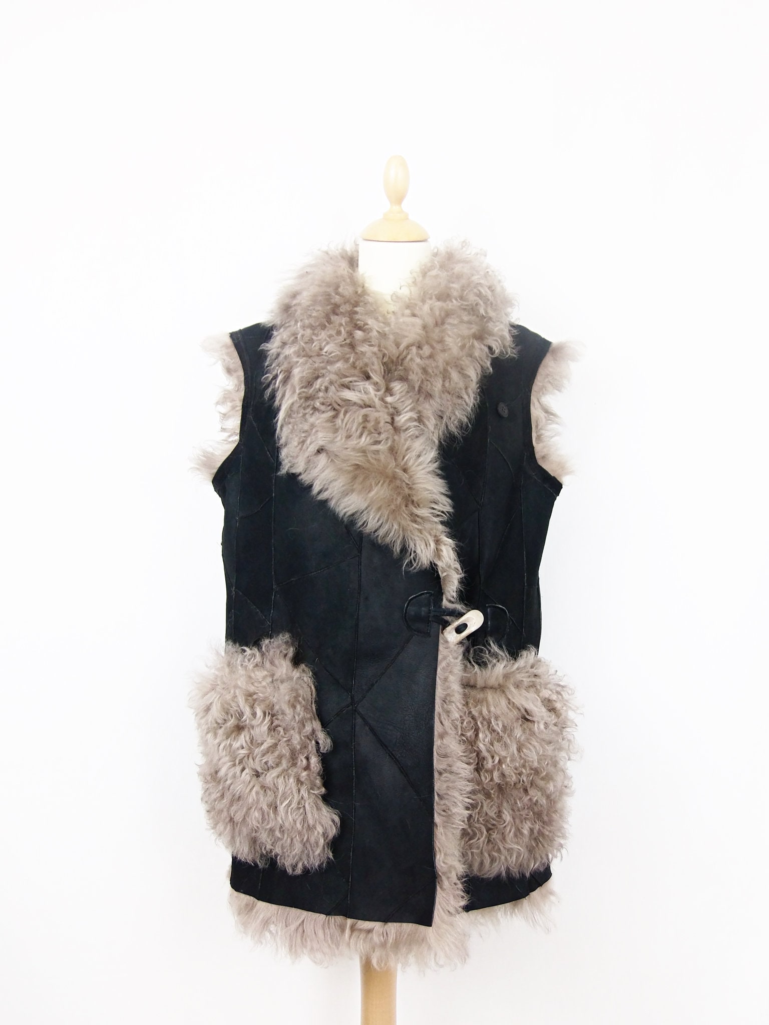 Kkdafis Lammfellweste Bis Gr.50 Damenweste Fellweste Lange Weste Schwarz Neu von KKDafis