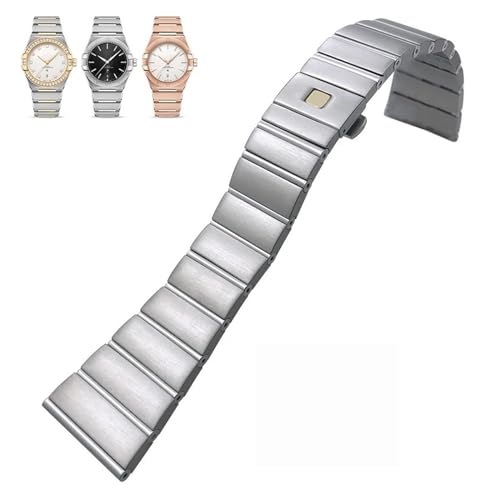 KKFAUS 15 mm 17 mm 18 mm 23 mm 25 mm konkave Form Edelstahl Armband Fit für Omega Constellation Silber Uhrenarmband Solide Armbänder, 18mmx9.5mm, Achat von KKFAUS
