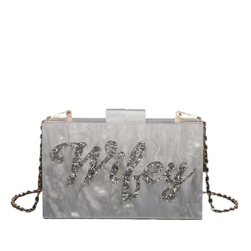 KKFAUS Clutch mit Acrylkette, modisch, One-Shoulder-Umhängetasche, Handytasche, weiß, 18x5x11cm KKFAUS Clutch mit Acrylkette, modisch, One-Shoulder-Umhängetasche, Handytasche, weiß, 18x5x11cm von KKFAUS