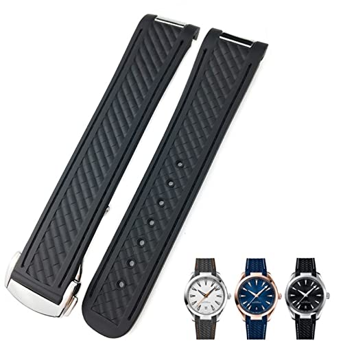 KKFAUS Uhrenarmband aus Gummi mit gebogenem Ende, passend für Omega Seamaster 300 AT150 Aqua Terra 8900 Speedmaster Silikon-Uhrenarmband, 19 mm, 20 mm, 20 mm, Achat von KKFAUS