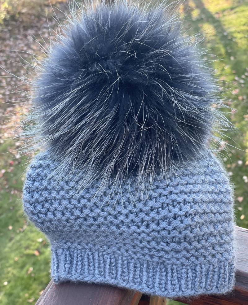 100 % Kaschmir Chunky Beanie Pelz Bommelmütze - Handgemachte Strickmütze Waschbär Pom Super Weich Lieferbar Damen/Kinder Wintermütze von KKHATS