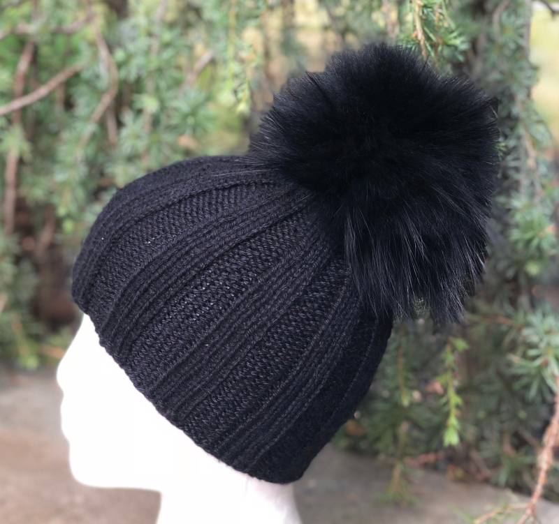 100% Kaschmir Chunky Ribbed Beanie Mütze - Handgemachte Strickmütze Waschbär Pom Super Soft Ready To Ship-Frauen/Kinder Wintermütze Geschenk von KKHATS