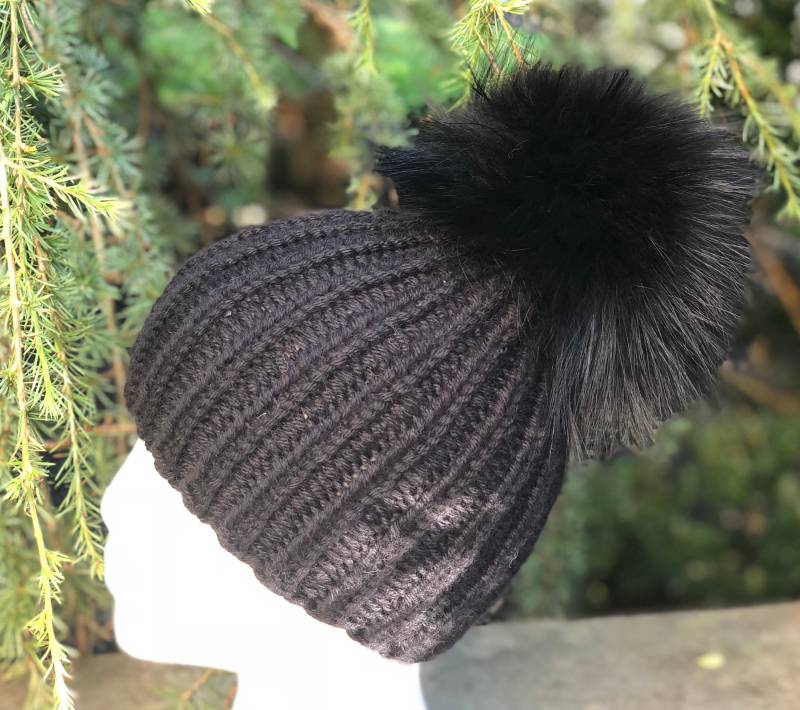 100 % Kaschmir Chunky Ribbed Beanie Pelz Bommelmütze - Handgemachte Strickmütze-Waschbär Pom Pom-Super Weich-Bereit Zu Versenden Damen/Kinder von KKHATS