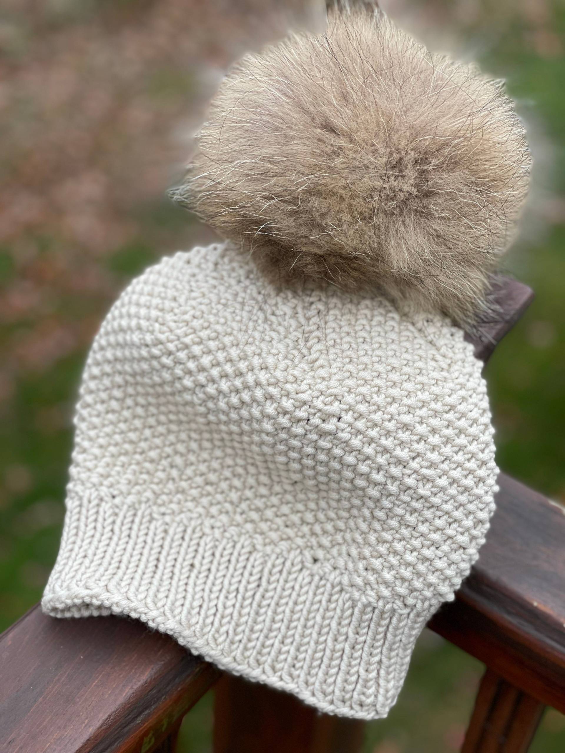 Chunky Beanie Pelz Bommelmütze - 100% Wolle Mütze Handgemachte Strickmütze Waschbär Pom Damen/Kinder Wintermütze von KKHATS