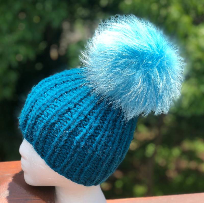 Frau Chunky Beanie Pelz Bommelmütze - 100 % Alpaka Mütze Handgemachte Strickmütze Waschbär Pom Bereit, Versand Geschenk von KKHATS