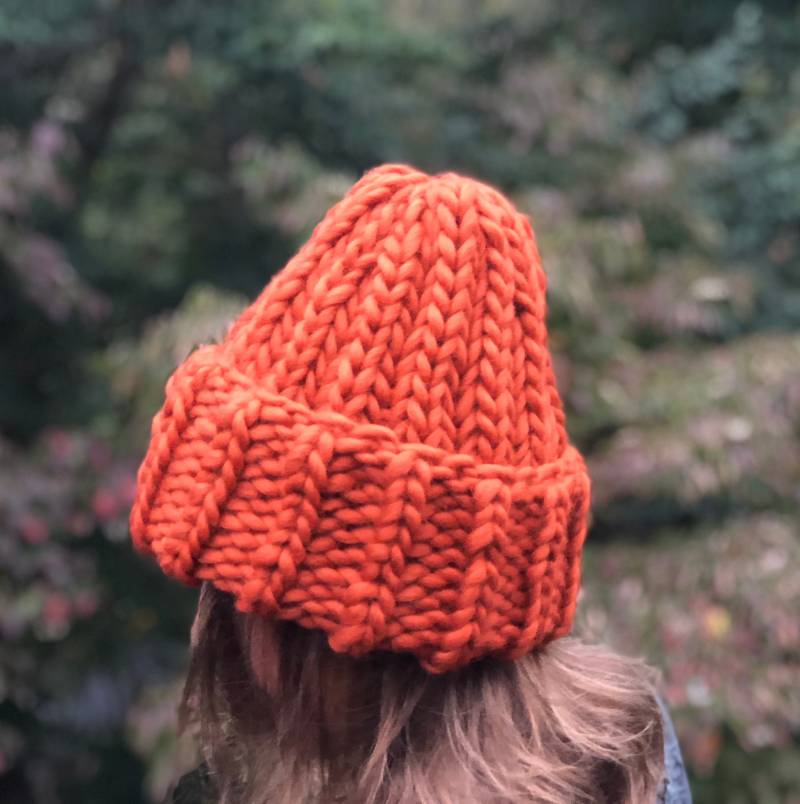 Winter Bulky Chunky Beanie 100% Wolle - Handgemachte Gerippte Gestrickte Fold Over Mütze Ready To Ship von KKHATS