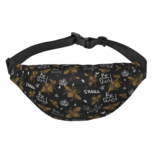 Bauchtasche für Damen und Herren, niedlicher Fuchs, Vogel und Blumen, große Umhängetasche, Gürteltasche für Workout, Wandern, Laufen, Reisen, Honigbienen auf dunkelgoldenen Honigbienen im Dunkeln, Bauchtasche für Damen und Herren, niedlicher Fuchs, Vogel und Blumen, große Umhängetasche, Gürteltasche für Workout, Wandern, Laufen, Reisen, Honigbienen auf dunkelgoldenen Honigbienen im Dunkeln, von KKKKKOUU