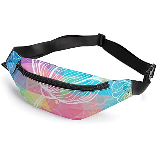 Bauchtasche für Erwachsene und Kinder, Motiv: Vögel auf Ast, Blumen, für Männer und Frauen, Abstrakte Regenbogen-Blumen, Einheitsgröße, Hüfttaschen von KKKKKOUU