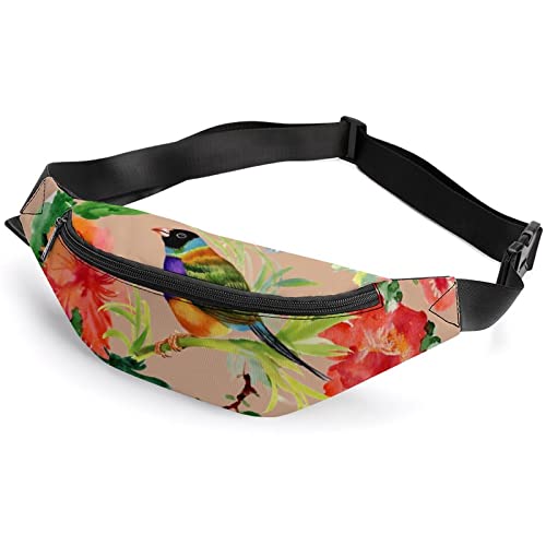 Bauchtasche für Erwachsene und Kinder, Motiv: Vögel auf Ast, Blumen, für Männer und Frauen, Vögel auf Ast Blumen, Einheitsgröße, Hüfttaschen von KKKKKOUU