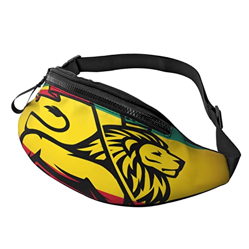 Bauchtasche mit Judah Löwe, Rastafari-Flagge, modische Hüfttasche, verstellbare Hüfttasche für Damen und Herren, Schwarz , Einheitsgröße, Hüfttaschen von KKKKKOUU