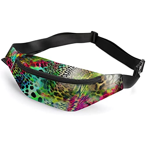 Bauchtasche mit Schnauzer-Muster, für Erwachsene und Kinder, Sport-Hüfttasche für Männer und Frauen, Regenbogen-Leoparden-Hintergrund, Einheitsgröße, Hüfttaschen von KKKKKOUU