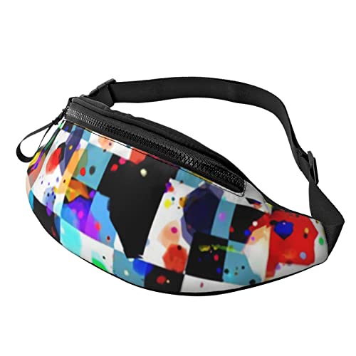 Bauchtasche mit abstraktem Schachbrett, modische Hüfttasche, verstellbare Hüfttasche für Damen und Herren, Schwarz , Einheitsgröße, Hüfttaschen von KKKKKOUU