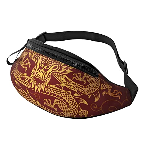 Bauchtasche mit chinesischem Drachen, modische Hüfttasche, verstellbare Hüfttasche für Männer und Frauen, Schwarz , Einheitsgröße, Hüfttaschen von KKKKKOUU
