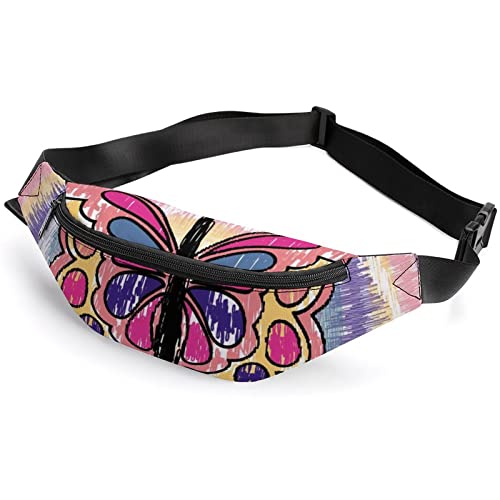 Cats Paws Gürteltasche mit Leopardenmuster, für Erwachsene und Kinder, Sporttasche für Männer und Frauen, Schmetterlings-Hintergrund mit Batikfärbung, Einheitsgröße, Hüfttaschen von KKKKKOUU