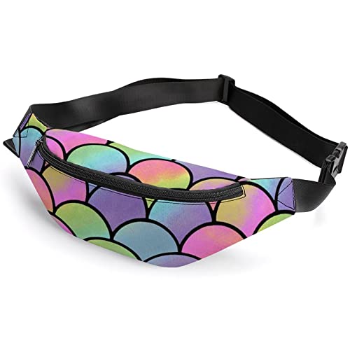 Gürteltasche für Erwachsene und Kinder, Motiv: Schmetterlinge, Aquarellfarben, Violett, Wasserfarben-Meerjungfrauenwaage, Einheitsgröße, Hüfttaschen von KKKKKOUU