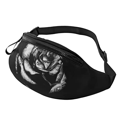 Gürteltasche mit Gothic-Blumenmuster, modische Hüfttasche, verstellbare Hüfttasche für Damen und Herren, Schwarz , Einheitsgröße, Hüfttaschen von KKKKKOUU