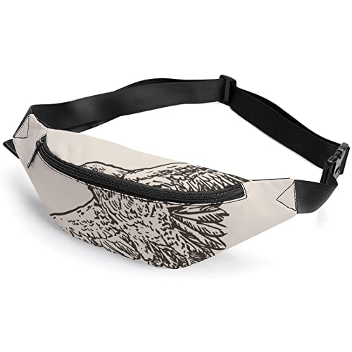 Gürteltasche mit Jeans-Hintergrund, Herzen, für Erwachsene und Kinder, Sport, Hüfttasche für Männer und Frauen, Handgezeichnete Skizze Adler, Einheitsgröße, Hüfttaschen von KKKKKOUU