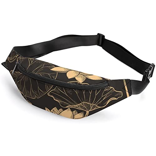 Gürteltasche mit Totenköpfen und blühenden Rosen für Erwachsene und Kinder, Sporttasche für Männer und Frauen, Sketch Lotus Seerose Flowerssketch Lotus Seerose Blumen, Einheitsgröße, Hüfttaschen von KKKKKOUU