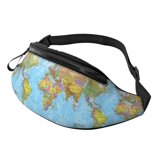 Gürteltasche mit Weltkarte, für Damen und Herren, leger, Sport, Laufen, Hüfttasche, verstellbarer Riemen, Schwarz , Einheitsgröße, Hüfttaschen von KKKKKOUU