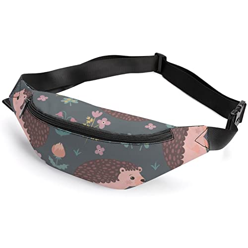 Gürteltasche mit niedlichen Igeln und Blumen, für Erwachsene und Kinder, Sport-Hüfttasche für Männer und Frauen, Niedliche Igel und Blumen-Igel und Blumen, Einheitsgröße, Hüfttaschen von KKKKKOUU