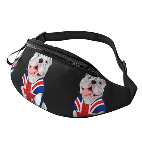 Gürteltasche mit süßem Hundemotiv Union Jack für Damen und Herren, leger, Sport, Laufen, Hüfttasche, verstellbarer Riemen, Schwarz , Einheitsgröße, Hüfttaschen von KKKKKOUU