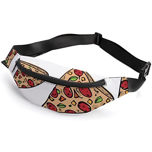 Handgezeichnete Aquarell-Cupcakes-Fanny-Tasche, für Erwachsene und Kinder, Sport-Hüfttasche für Männer und Frauen, Handgezeichnete Doodle-Pizza, Einheitsgröße, Hüfttaschen von KKKKKOUU