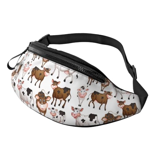 Hüfttasche mit Kuhmuster, für Damen und Herren, legere Hüfttasche für Outdoor, Workout, Laufen, Wandern, Radfahren, Schwarz , Einheitsgröße, Hüfttaschen von KKKKKOUU