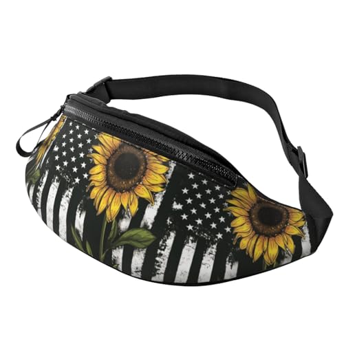 Hüfttasche mit amerikanischer Flagge, Sonnenblumen, verstellbarer Gürtel, Hüfttasche, für Reisen, Wandern, Laufen, Outdoor-Sport, Bauchtasche für Damen und Herren, Schwarz , Einheitsgröße, Hüfttaschen Hüfttasche mit amerikanischer Flagge, Sonnenblumen, verstellbarer Gürtel, Hüfttasche, für Reisen, Wandern, Laufen, Outdoor-Sport, Bauchtasche für Damen und Herren, Schwarz , Einheitsgröße, Hüfttaschen von KKKKKOUU