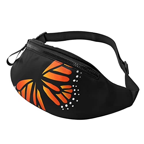 Monarch Gürteltasche mit Schmetterlingsmotiv, verstellbare Hüfttasche für Damen und Herren, Schwarz , Einheitsgröße, Hüfttaschen von KKKKKOUU