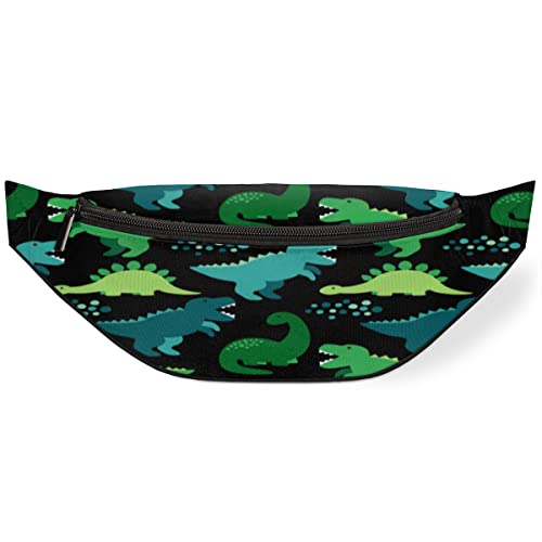 Niedliche Dinosaurier-Hüfttasche für Damen und Herren, Tier-Dinosaurier-Gürteltasche, Crossbody, verstellbarer Gürtelriemen für Reisen, Laufen, Wandern, Spazierengehen, Radfahren, Schwarz , von KKKKKOUU