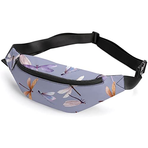 Niedliche Gürteltasche zum Aufhängen, für Erwachsene und Kinder, Sporttasche für Männer und Frauen, Libellen-Aquarellmuster, Einheitsgröße, Hüfttaschen von KKKKKOUU